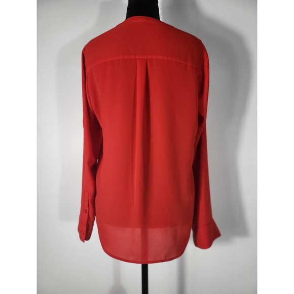 Women Express Red  Button Down Long Sleeve Blouse Size S - Picture 6 of 9
